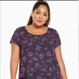 Torrid Navy Blue Heart Blouse